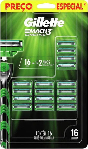 Cartucho Gillette Mach3 Sensitive - 16 Unidades