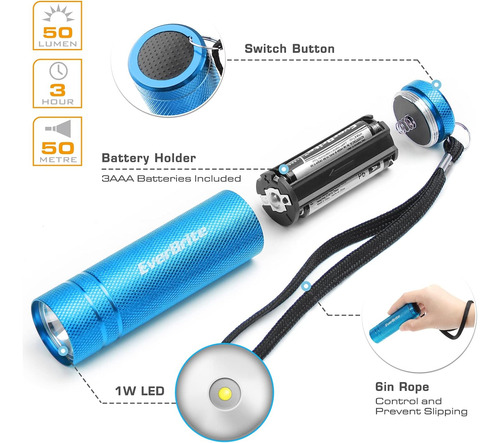 Paquete De 6 Mini Linternas Led, Antorchas De Mano Led De Al