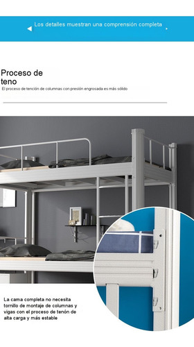 Cama Doble De Hierro Y Acero, Estilo Industrial Con Soporte