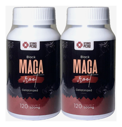 Maca Negra Orgánica Gelatinizada, Cápsula Vegana, 2 Frascos