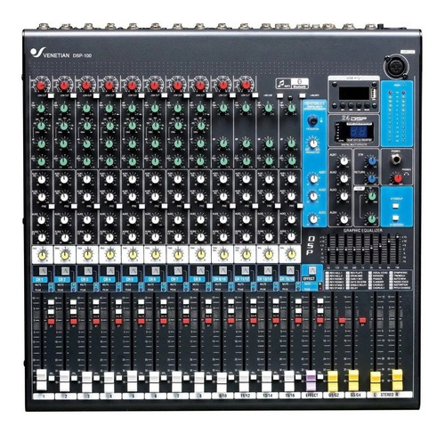 Consola Venetian Dsp100 16 Canales Audio Efectos Mp3 Usb Dj