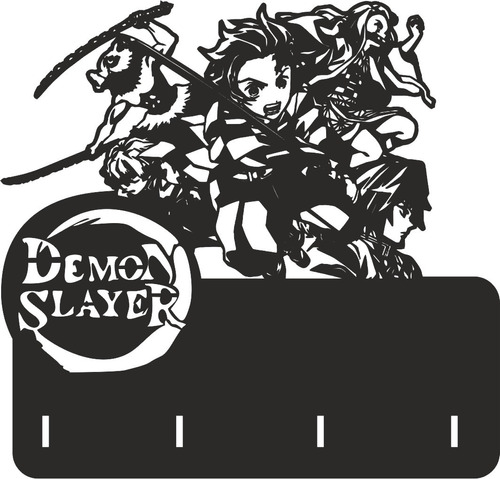 Portallaves/ Llavero /barbijo Demon Slayer Anime Madera