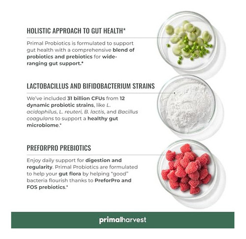 Primal Harvest Prebióticos Y Probióticos Para Mujeres Y Ho