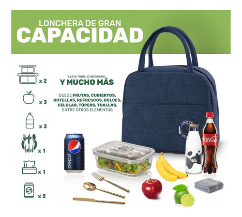 Caja De 15 Loncheras Térmicas Premium Bolsa Lunch Frío/calor Azul Oscuro Color