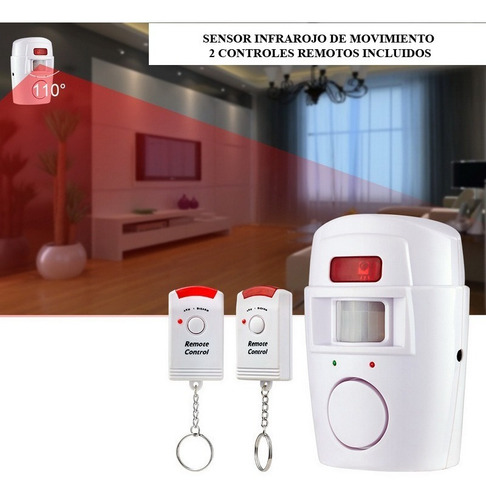 Imagen 2 de 10 de Alarma Inalámbrica Casa Sensor Movimiento Sirena + 2 Control