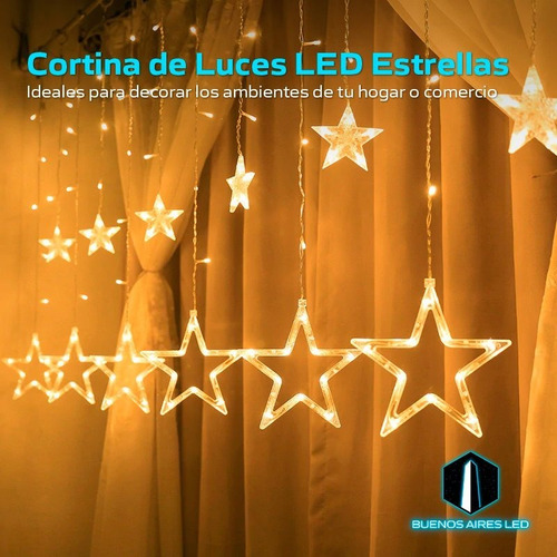 Imagen 5 de 10 de Cortina Led Luces Estrellas 2d Tira 3 Metros 220v Navidad