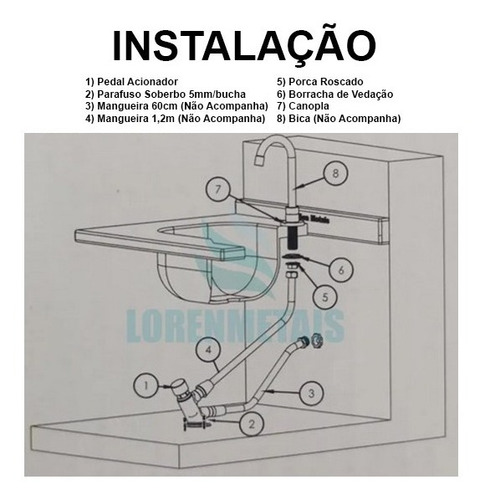 Pedal Acionador Para Torneira Modelo Mecânico Cor Prateado
