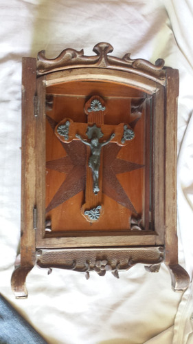 Antiguo Retablo De Madera Cedro Y Crucifijo(tienda Fisica)