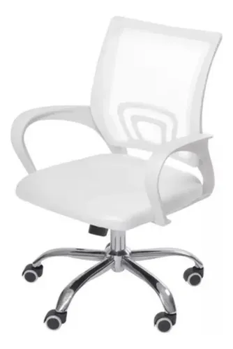Cadeira Escritório Giratória Office Arco Estofado Mesh Cor Branco...