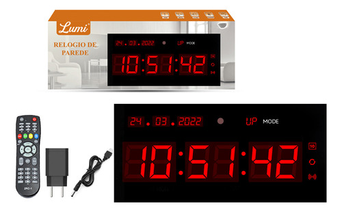 Cronometro Painel Parede Digital Data Temperatura Calendário Lumi