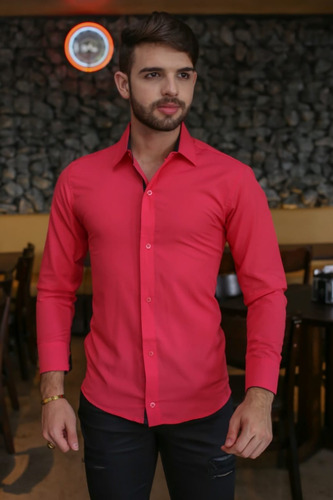 Imagem 2 de 7 de Kit Camisa Social Varias Cores E Calça Preta Social 36 A 46