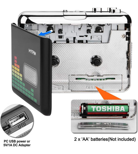 Conversor Mypin, Cassette A Mp3, Portátil, Con Audífonos