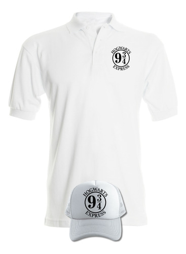 Camiseta Tipo Polo Harry Potter 9 3/4 Obsequio Gorra White