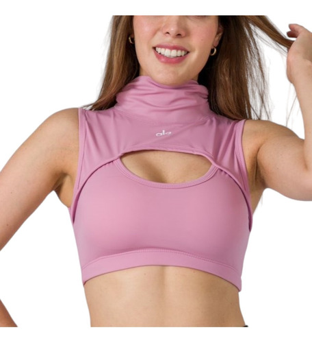 Crop Top  Alo Yoga Halter Dama Gym Fit Casual Cuello Alto