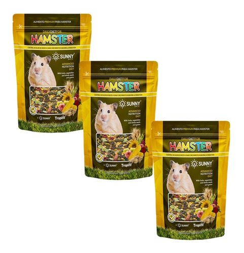  Alimento Para Hámster 500g Tropifit Sunny 3 Bolsas 