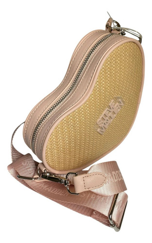 Bolso Crossbody Steve Madden Sintético Rosa Acabado De Los Herrajes Níquel Color Beige Diseño De La Tela Tejido