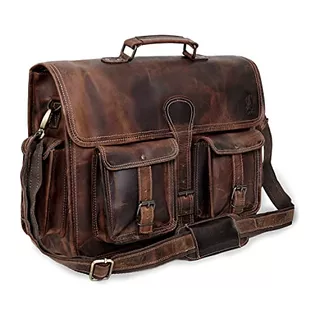 Leather 16 Inch Laptop Messenger Bag Vintage Briefcase ...