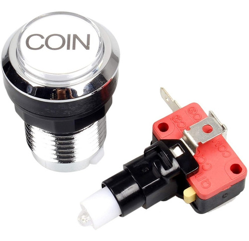 Imagen 6 de 9 de Kit Arcade Boton Pulsador Led 30mm Microswitch 2coin+1p+2p