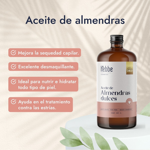 Imagen 5 de 9 de Aceite De Almendras Dulces, Uso Cosmético, 1 Litro
