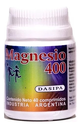 Magnesio 400 X 40 Comprimidos. Huesos Articulaciones Sabor Natural