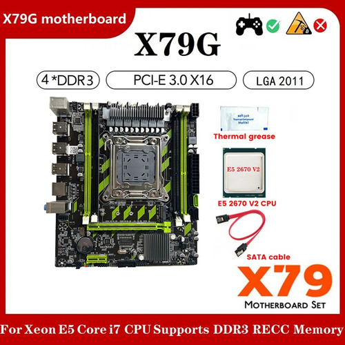 Placa Base De Juego X79g Lga2011+cpu E5 2670 V2+grasa Térmic