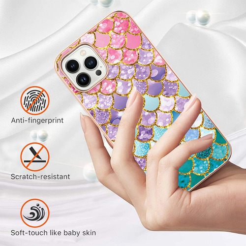 Funda Para Teléfono Motorola Series Sparkling Imd Con Agarre Giratorio Para Los Dedos, Balanzas De Colores Y Patrón De Escamas Rosas