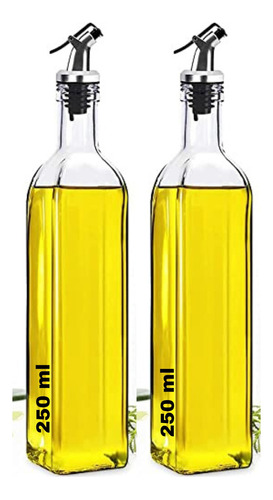 Set X 2 Botellas Aceitero Vinagrero Vidrio Pico 250 Ml