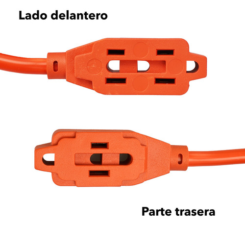 Extensión Eléctrica Uso Rudo 3 Metros Reforzada Color Naranja