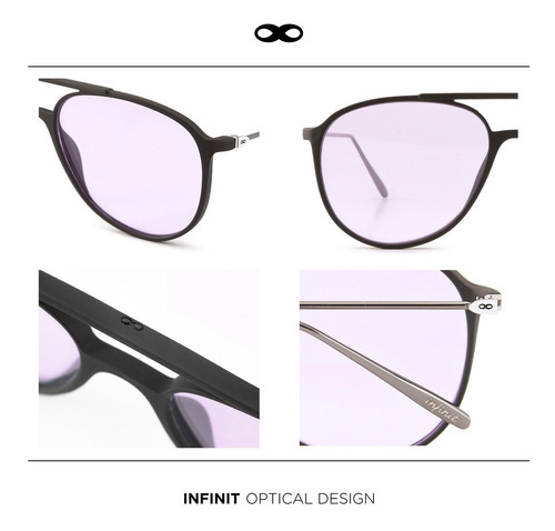 Imagen 2 de 6 de Anteojos Sol Infinit Airplane Negro Mate Lente Lila