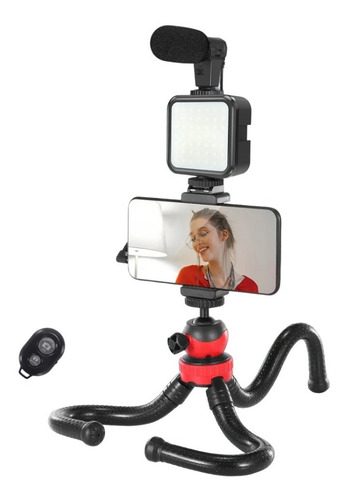 Kit De Video Para Transmisión Trípode Flexible Micrófono