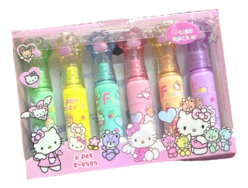 6 Resaltadores Marcatextos Sanrio Kuromi Melody Hello Kitty