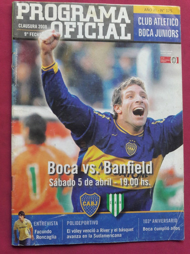 Programa Oficial Boca Nº 175 - Año 2008 - Poster F. Vargas