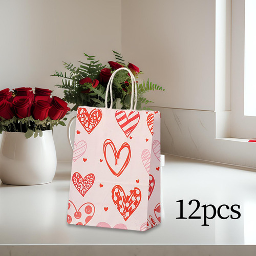 12 Uds. Bolsas De Regalo Para El Día De Valentín Con Asa,