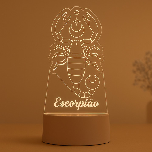 Luminária Led 3d Signo Escorpião - Abajur De Mesa