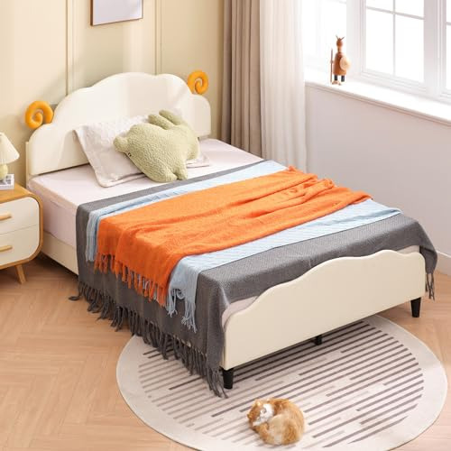 Cama Para Niños Con Cabecera Tapizada En Forma De Oveja, Cam