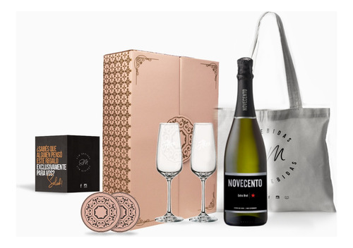 Box Regalo Champagne Novecento Copas Transparentes Grabadas