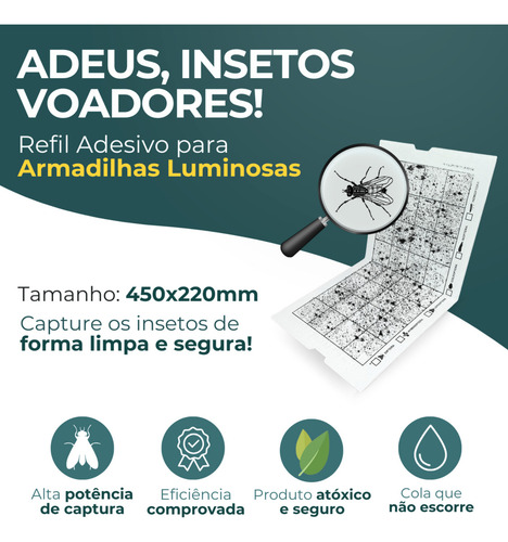 70 Refil 450x220mm - Armadilha Luminosa Mata Mosca Mosquito
