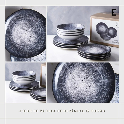 Juego Vajilla 12 Piezas Cerámica Platos Finos