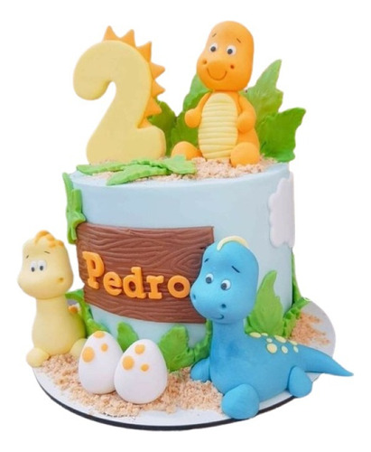 Adorno De Torta  Dinosaurios Porcela Fría 13 Pzas 