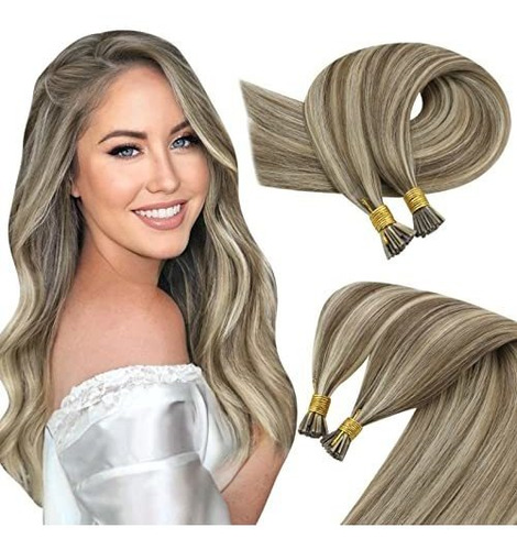 Sunny I Tip Hair Extensions Brown Rubia Highlights 91mff