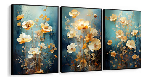 Quadro Decorativo Floral Gold Quarto Luxo Sala Moderna Vidro