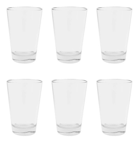 Set X6 Vasos Vidrio Conico Tango Durax