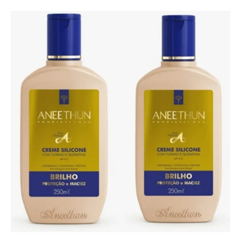 Aneethun Creme De Silicone Com Tutano E Queratina Kit Com 2