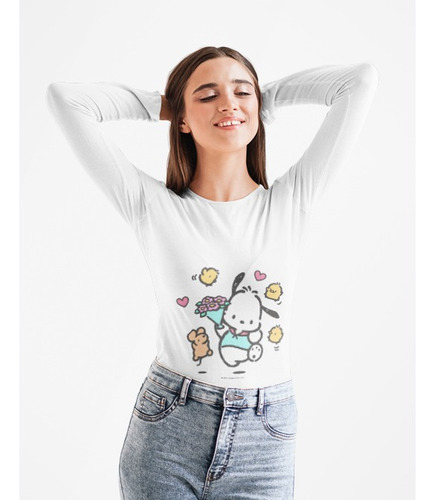 Polera Larga Dama Hello Kitty Pochaco Gatitos Estampado