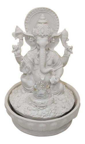 Fonte Ganesha De Pó De Mármore Branca 30cm (modelo 2)