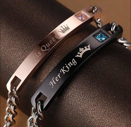 Pulseras Manillas En Acero Queen King Para Parejas Y Novios