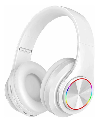 Headset gamer sem fio MTI B39 branco com luz  rgb LED