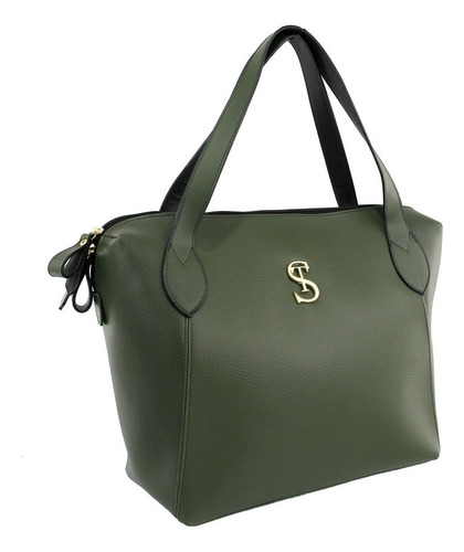 Bolsa Saco Feminina De Mão Ou Ombro Com Zíper Versátil Cor Verde