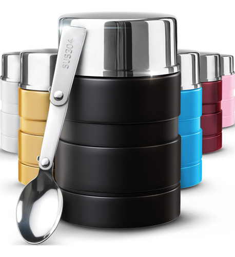Termo Acero Inoxidable 500 Ml Con Cuchara Plegable Aislado