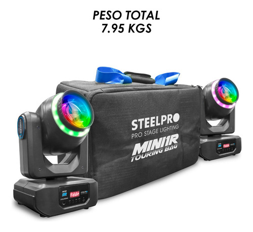 Par de luces robóticas 120W Mini 1 R touring prisma rotatorio 18 caras efecto Rainbow disco 8 colores / 7 colores Aro SMD / 8 Gobos Metalicos 2 Dicroicos DMX512 / 12 Y 14 CANALES Steelpro